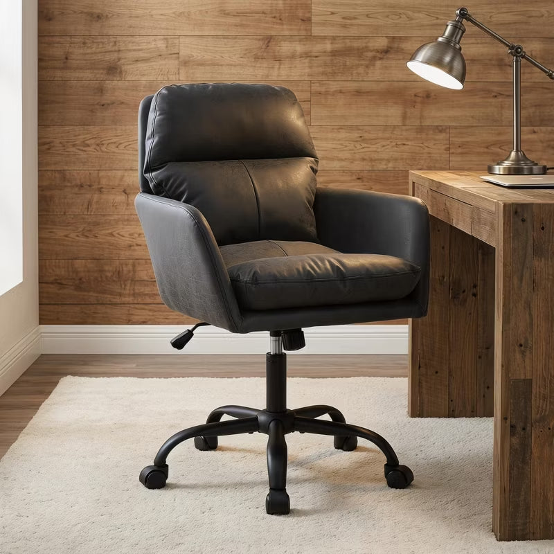Ergonomic Vegan Leather Vanity & Office Chair with 4 Color Options
