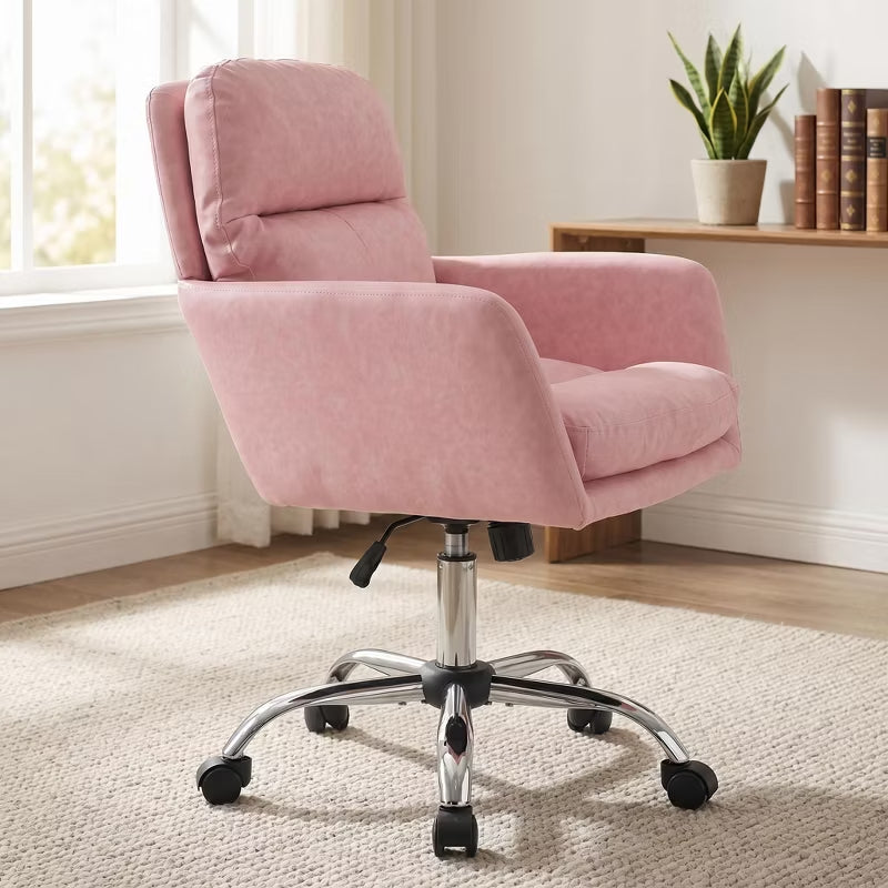Ergonomic Vegan Leather Vanity & Office Chair with 4 Color Options