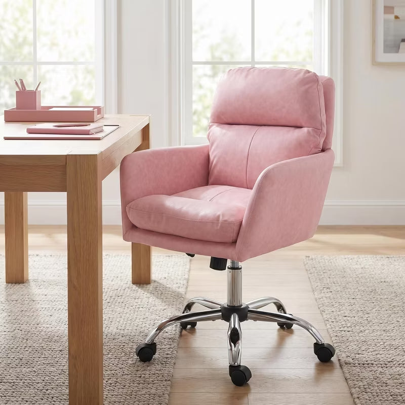 Ergonomic Vegan Leather Vanity & Office Chair with 4 Color Options