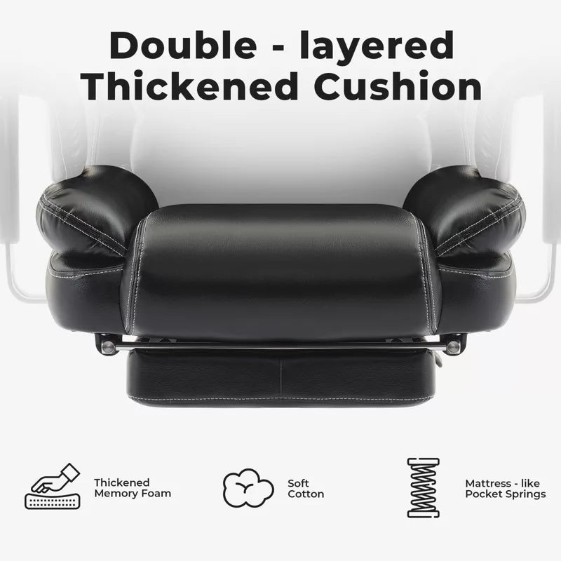 Office Chair Ergonomic 200 kg: Heavy-Duty High Back PU Leather Desk Seat