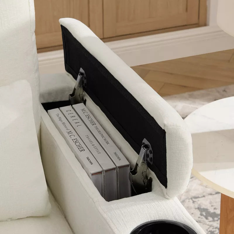Single Recliner Sofa with Adjustable Backrest, Storage Ottoman & Phone Stand, Living Room Armchair