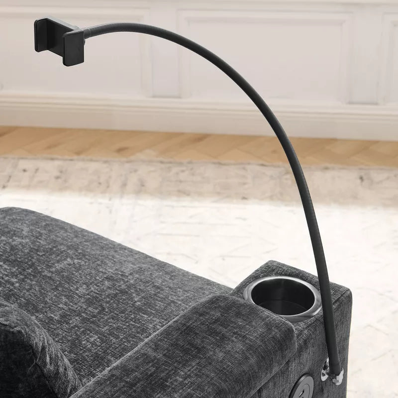 Single Recliner Sofa with Adjustable Backrest, Storage Ottoman & Phone Stand, Living Room Armchair