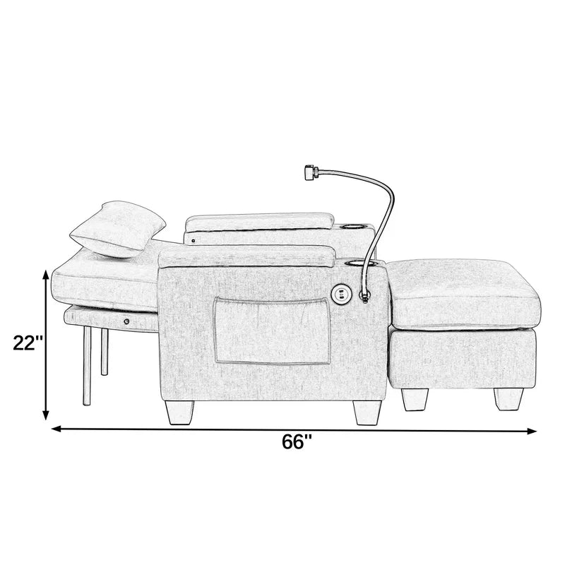 Single Recliner Sofa with Adjustable Backrest, Storage Ottoman & Phone Stand, Living Room Armchair