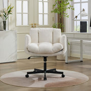 Chenille Swivel Office Chair with Flip-Up Arms & Double Cushion