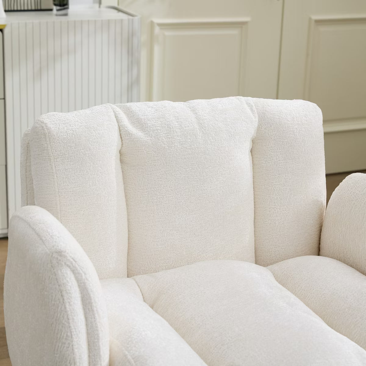Chenille Swivel Office Chair with Flip-Up Arms & Double Cushion