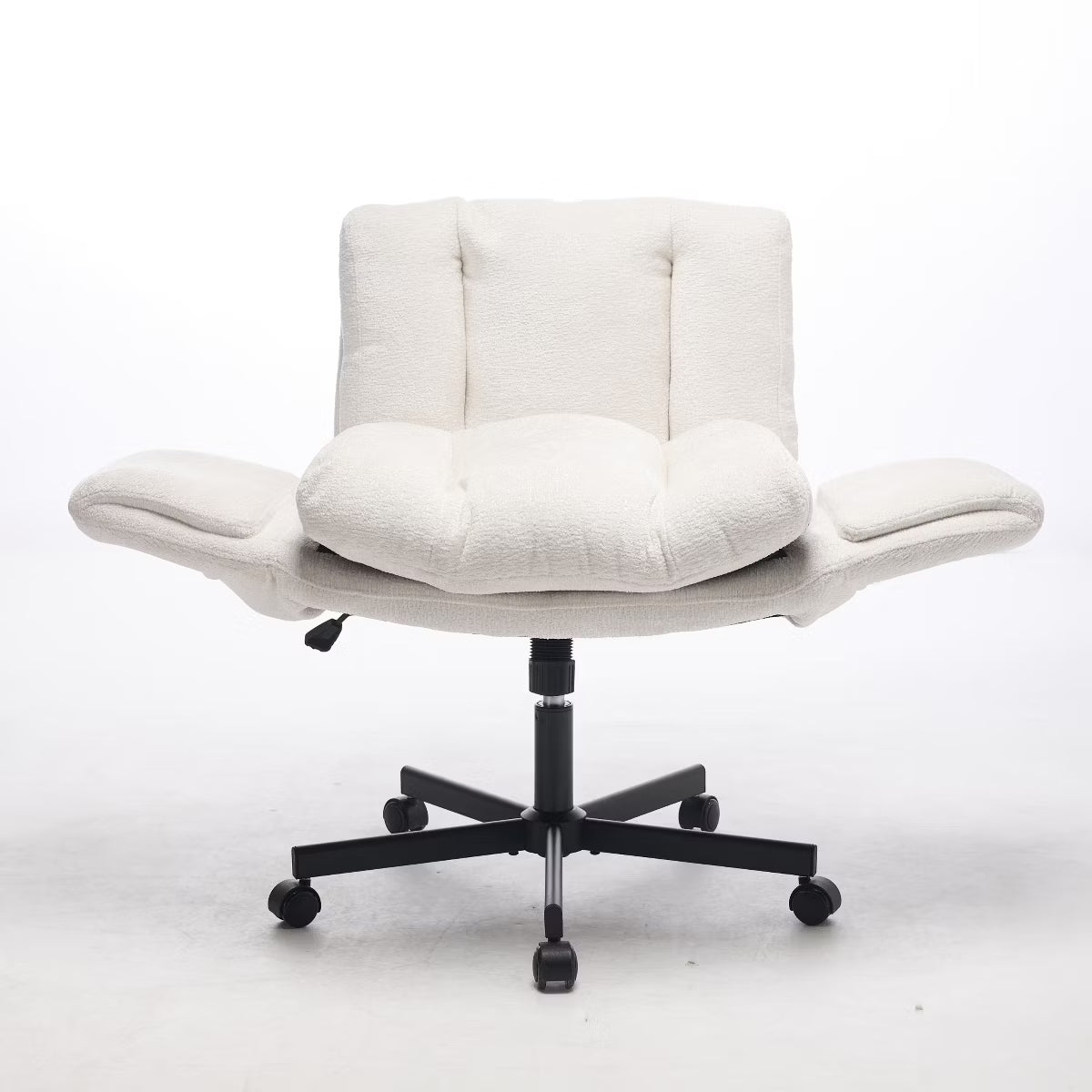 Chenille Swivel Office Chair with Flip-Up Arms & Double Cushion