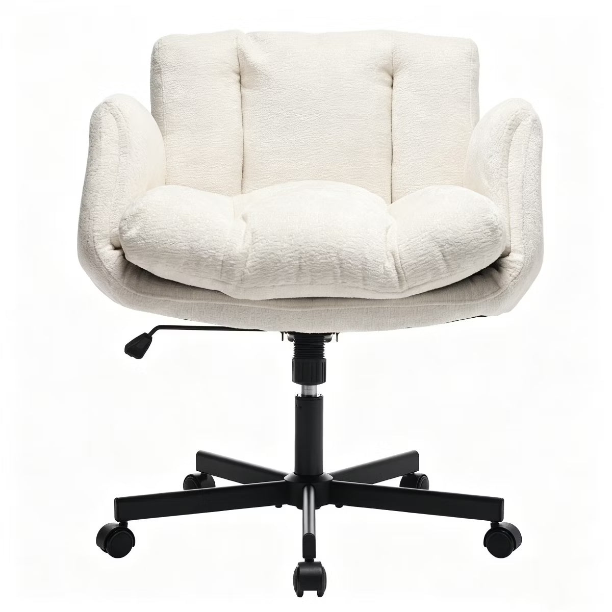 Chenille Swivel Office Chair with Flip-Up Arms & Double Cushion