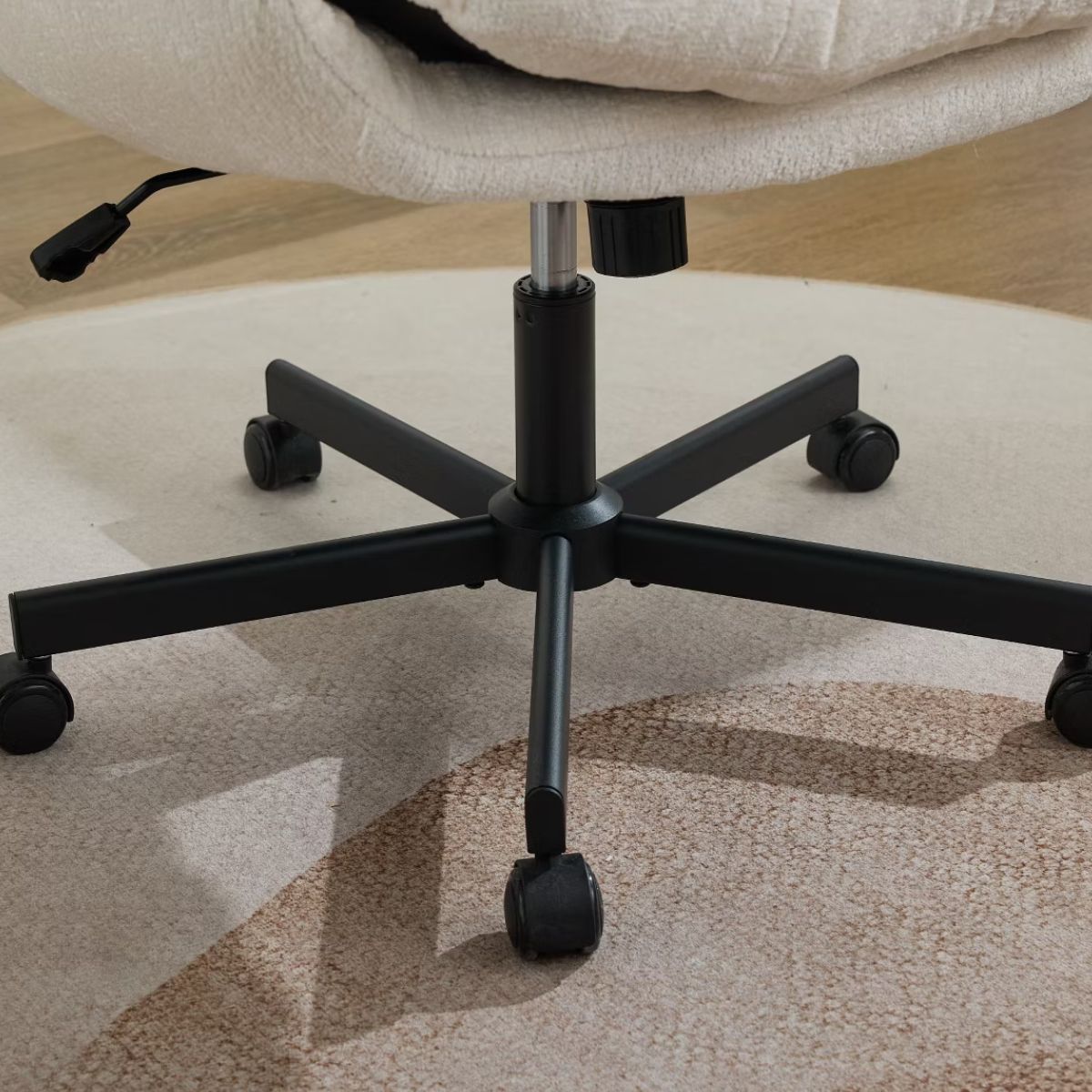 Chenille Swivel Office Chair with Flip-Up Arms & Double Cushion
