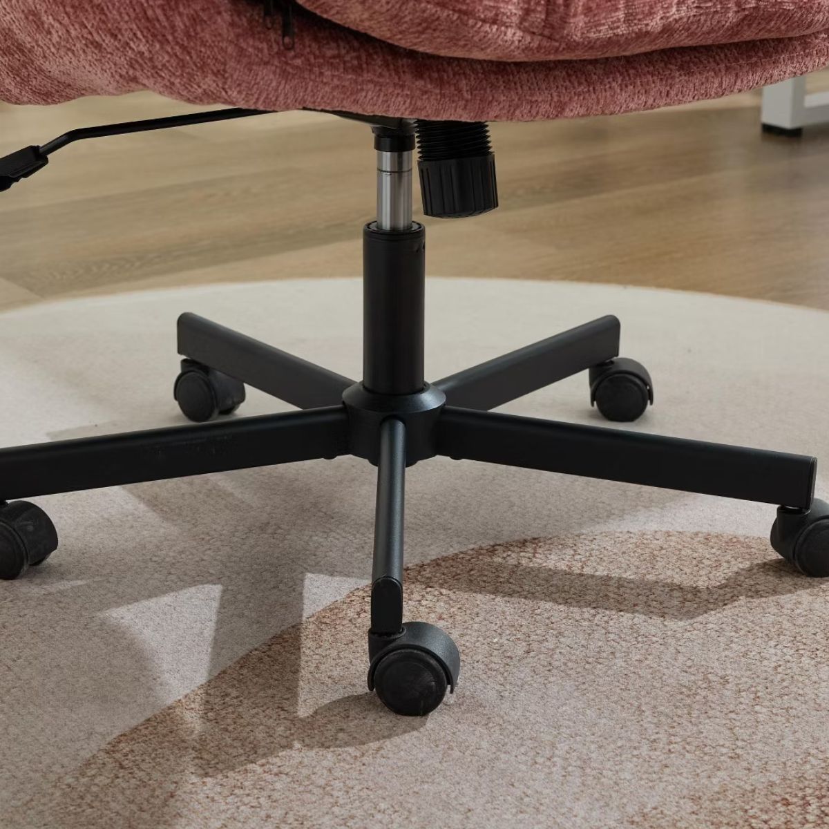 Chenille Swivel Office Chair with Flip-Up Arms & Double Cushion