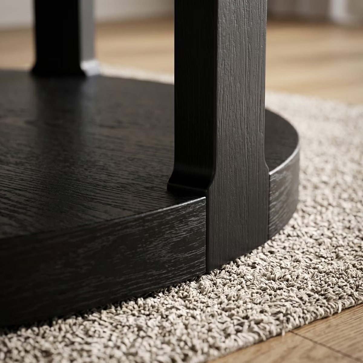 Round Coffee Table with Storage – Modern Wood Center Table for Living Room