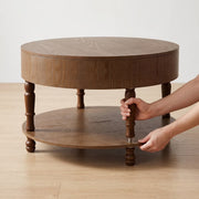 Round Coffee Table with Hidden Storage – Lift-Top Natural Oak Center Table