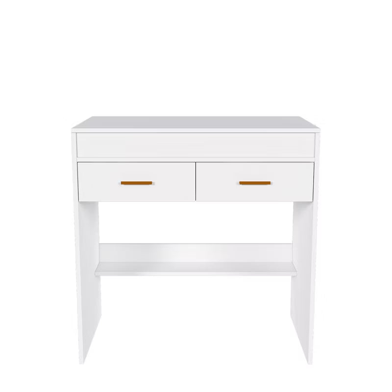 Modern Flip-Top Makeup Vanity Desk with LED Mirror & Built-In Charging Station