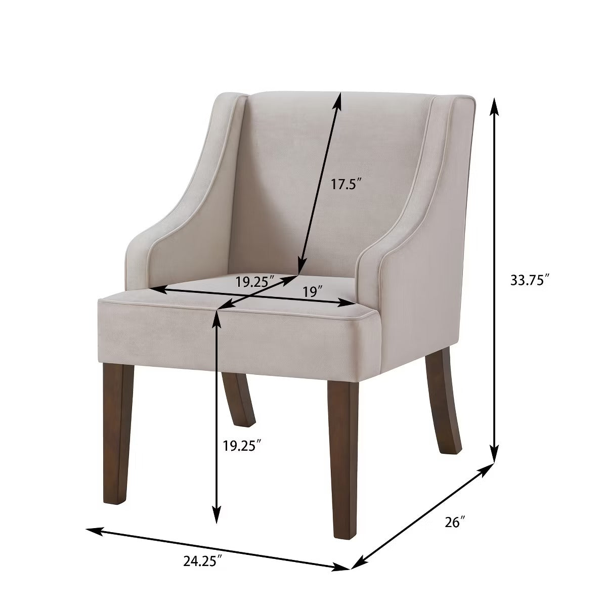 Accent Chair, Mid-Century Modern Upholstered Lounge Chair with Wood Legs