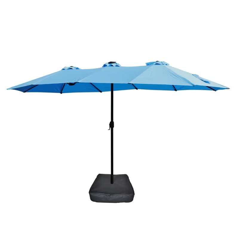 15x9ft Double-Sided Patio Umbrella with Base for Backyard, Deck & Pool