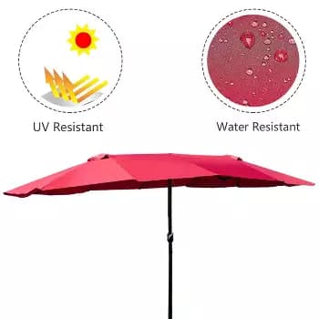 15x9ft Double-Sided Patio Umbrella with Base for Backyard, Deck & Pool