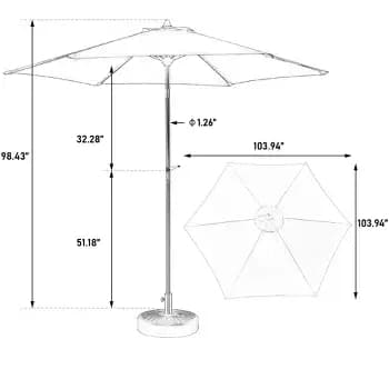 15x9ft Double-Sided Patio Umbrella with Base for Backyard, Deck & Pool