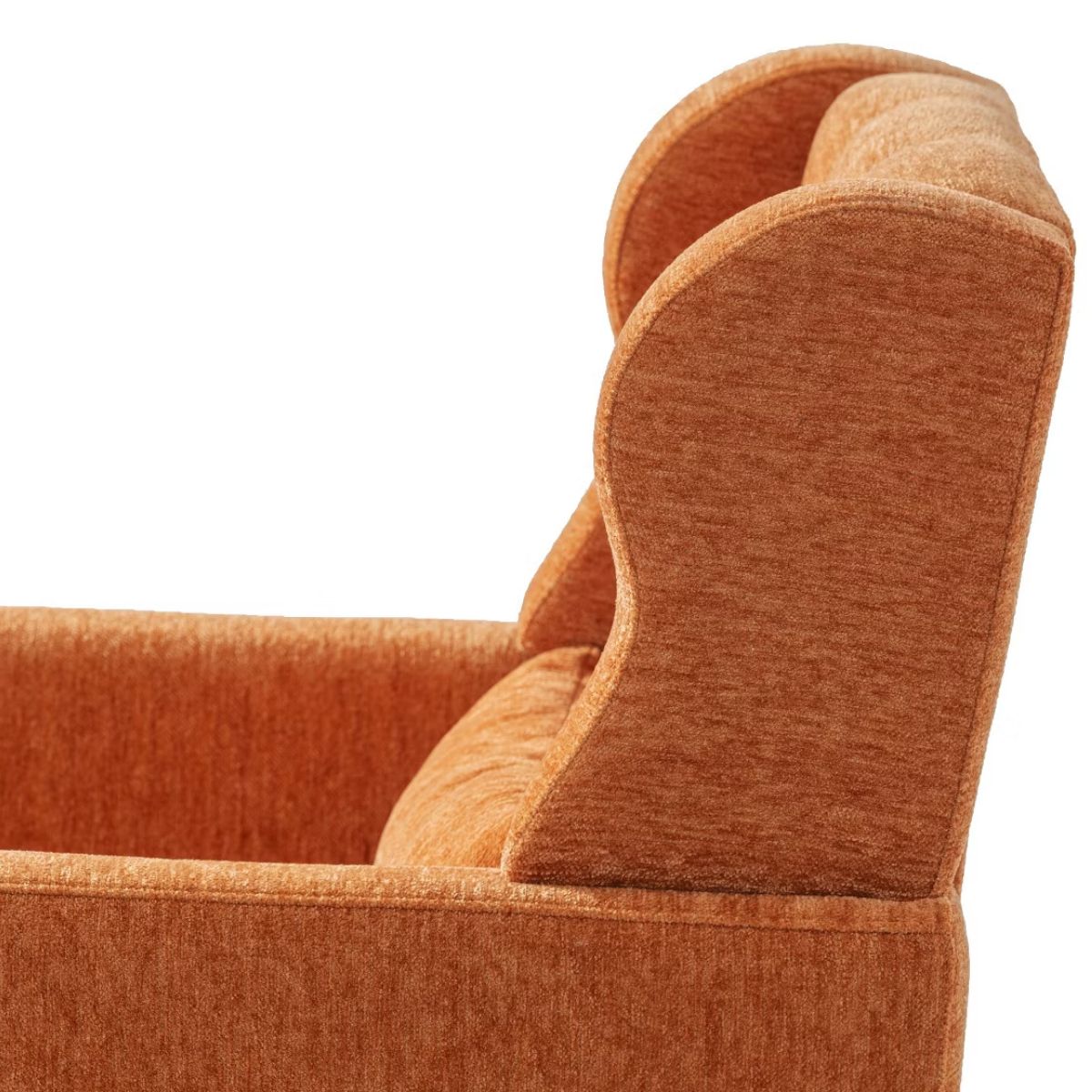 Chenille Wingback Accent Chair with Lumbar Pillow & Solid Wood Legs