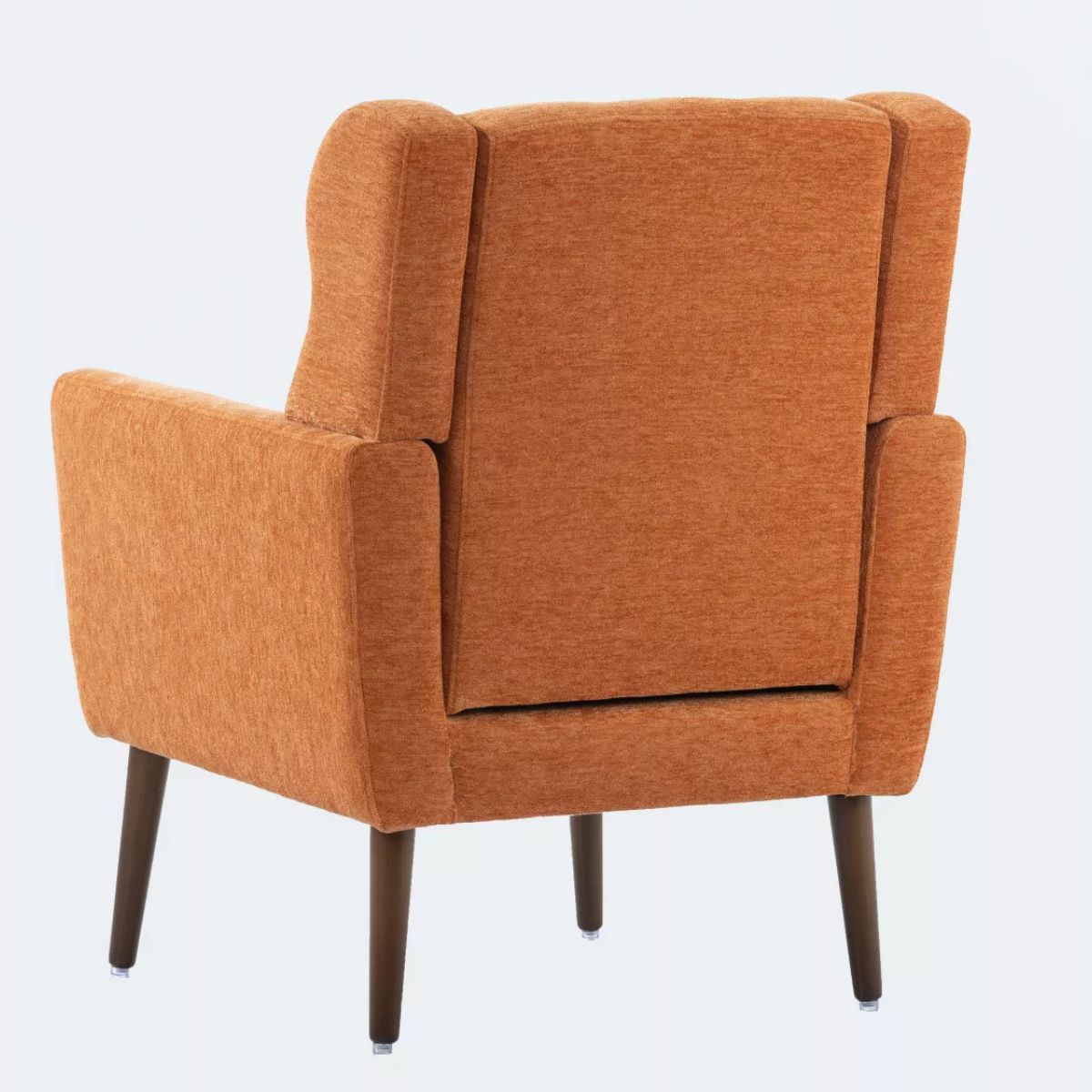 Chenille Wingback Accent Chair with Lumbar Pillow & Solid Wood Legs