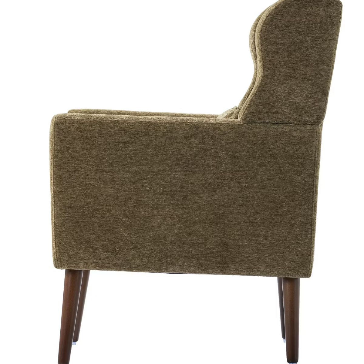 Chenille Wingback Accent Chair with Lumbar Pillow & Solid Wood Legs