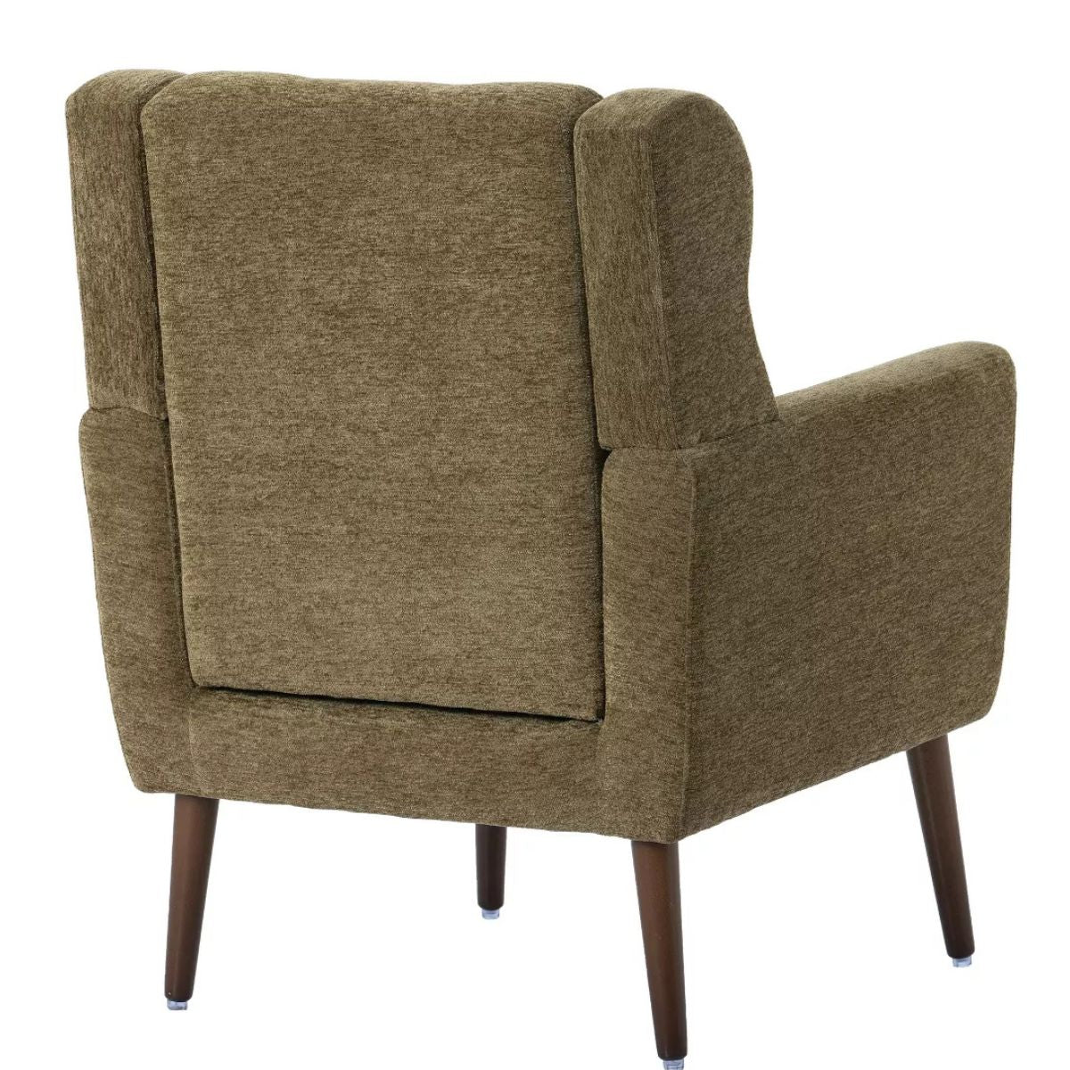 Chenille Wingback Accent Chair with Lumbar Pillow & Solid Wood Legs