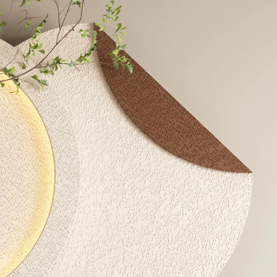 LED 3D Sandstone Wall Art: Illuminated Disc Sculpture with Glass Vase