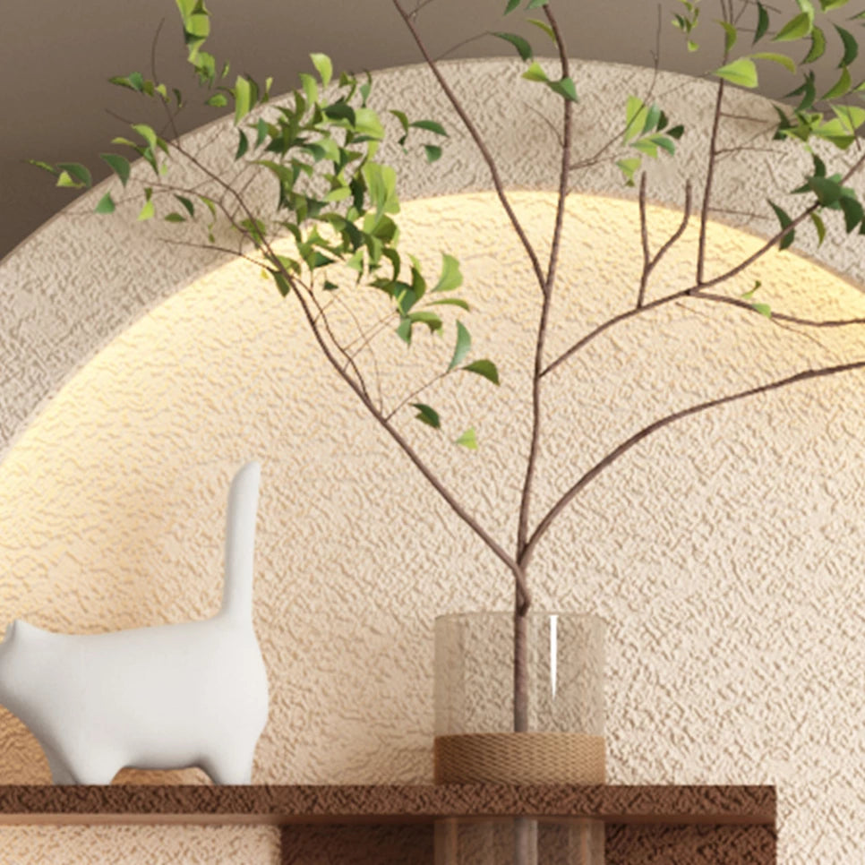 LED 3D Sandstone Wall Art: Illuminated Disc Sculpture with Glass Vase