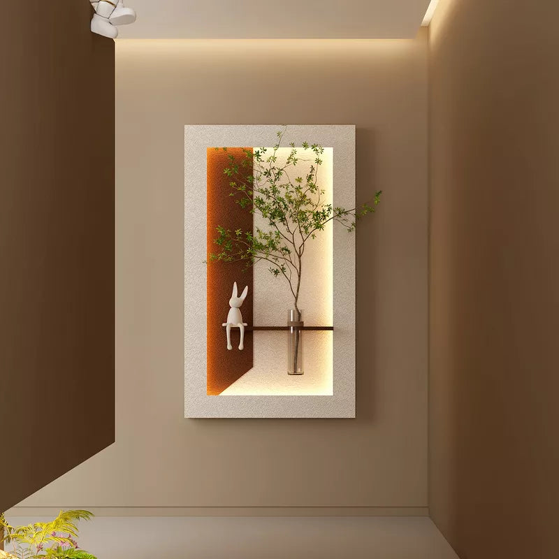 Wall Decor Sconce with Glass Vase, 3-Color LED Nature Wall Art