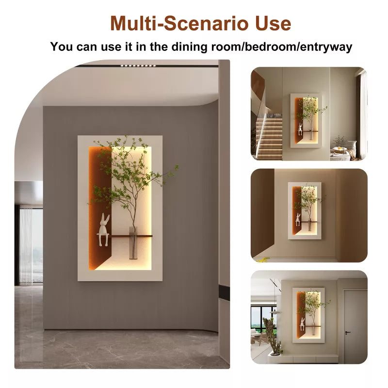 Wall Decor Sconce with Glass Vase, 3-Color LED Nature Wall Art