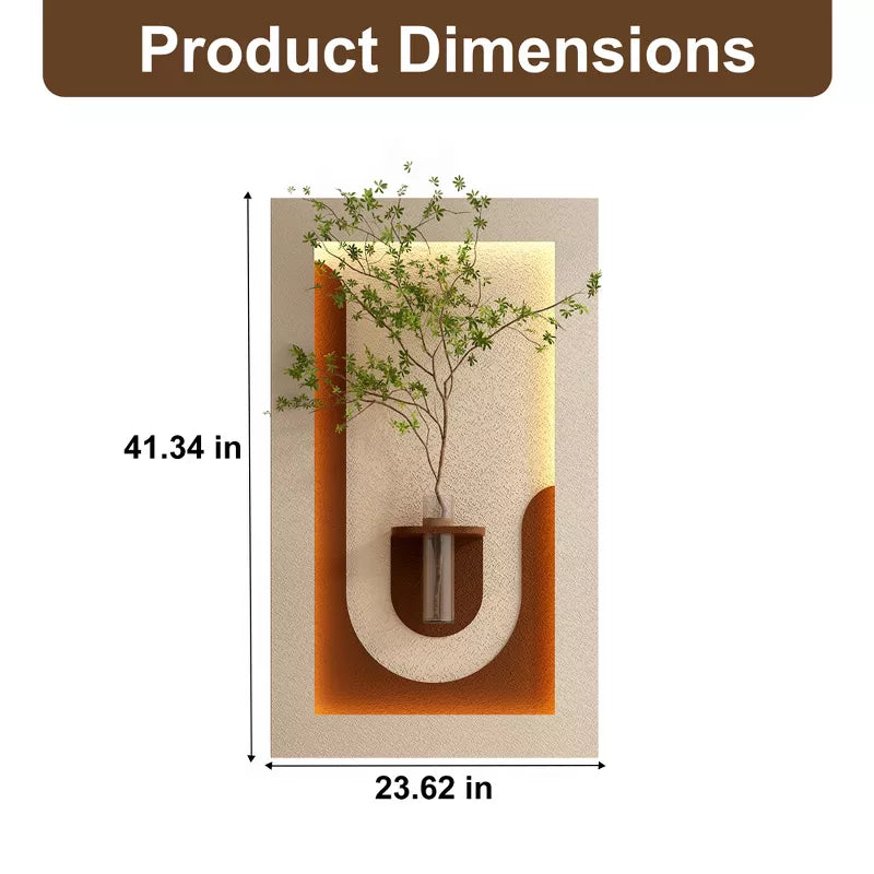 Wall Decor Sconce with Glass Vase, 3-Color LED Nature Wall Art