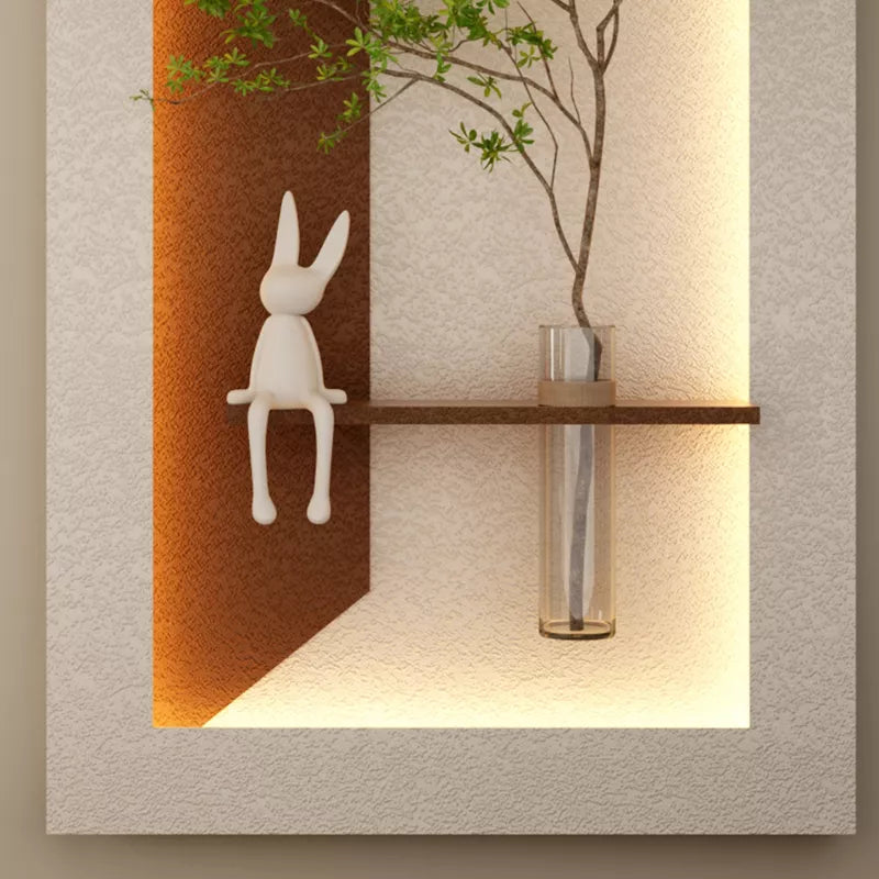 Wall Decor Sconce with Glass Vase, 3-Color LED Nature Wall Art
