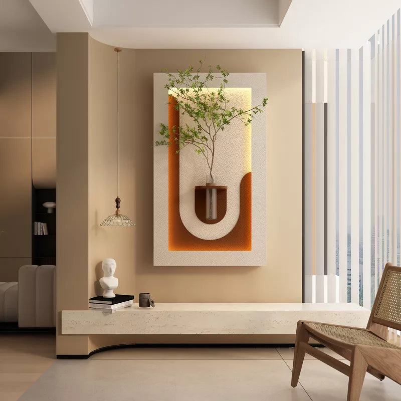 Wall Decor Sconce with Glass Vase, 3-Color LED Nature Wall Art