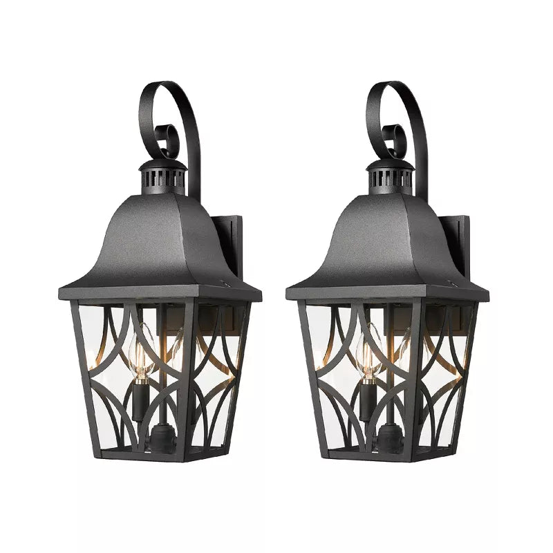 Outdoor Wall Lantern 2 Pack Matte Black Waterproof Porch Light Fixtures