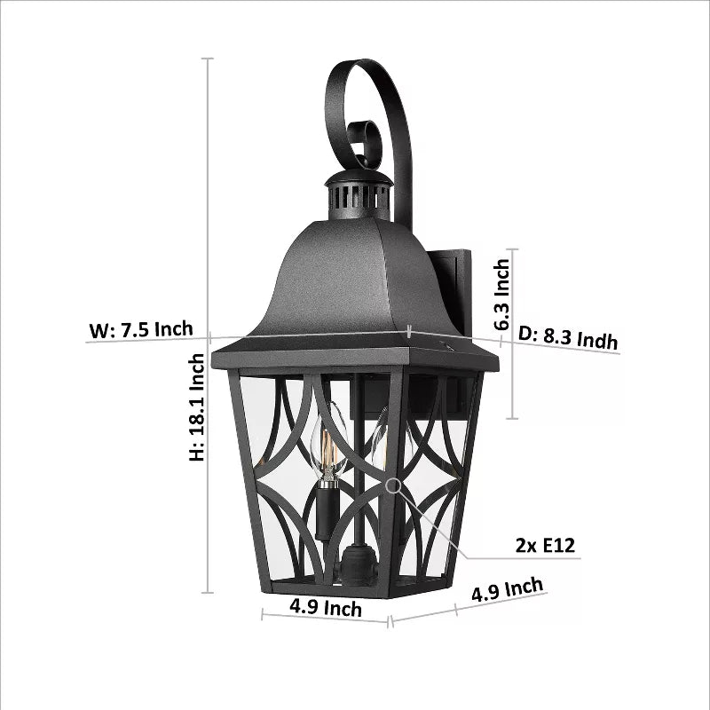 Outdoor Wall Lantern 2 Pack Matte Black Waterproof Porch Light Fixtures