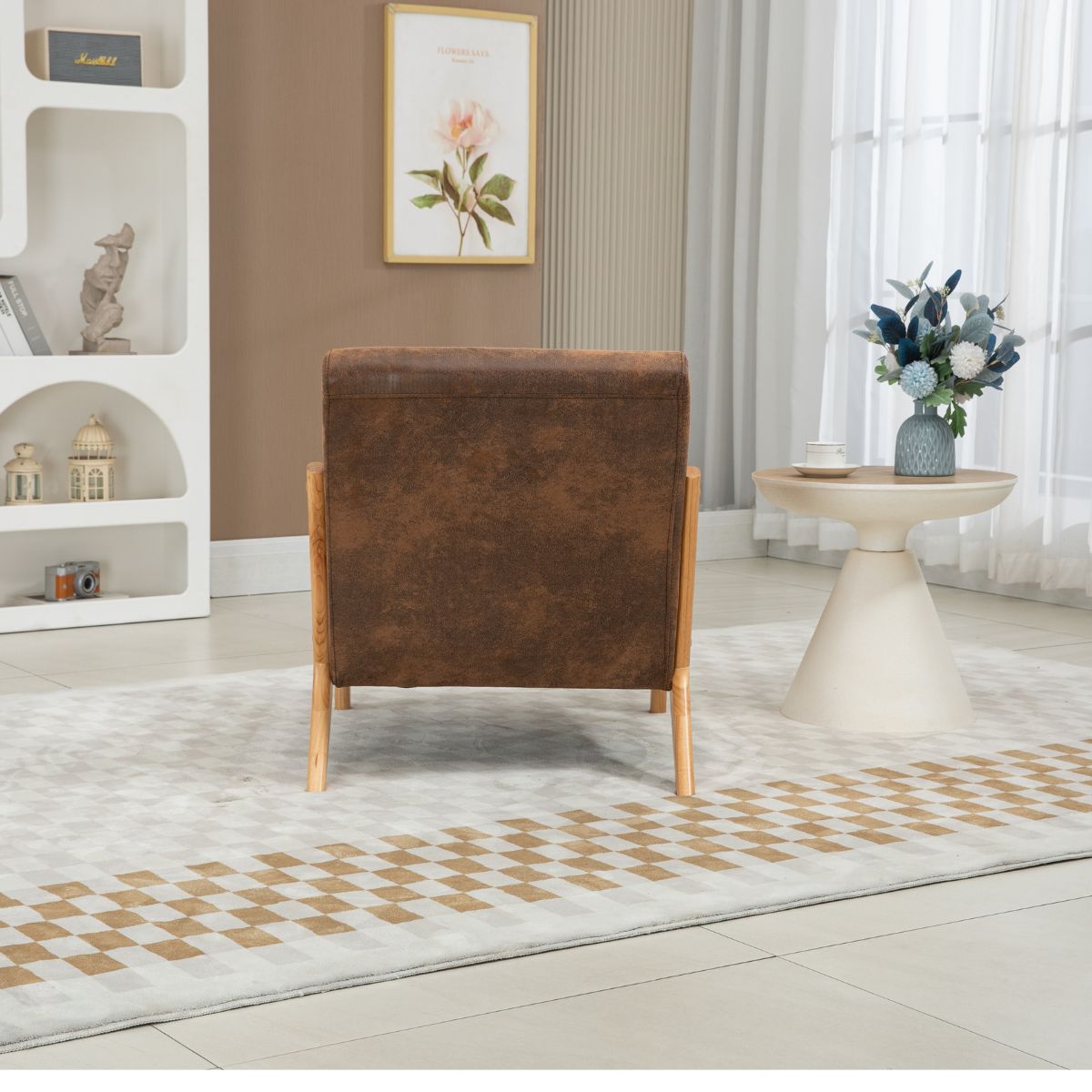 Mid Century Modern Accent Chair: Cozy Wood Frame Reading Armchair