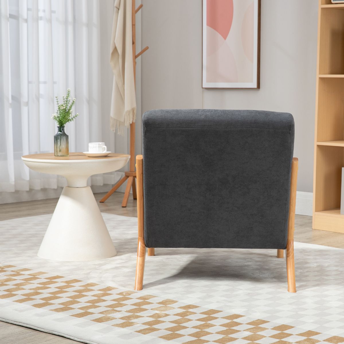 Mid Century Modern Accent Chair: Cozy Wood Frame Reading Armchair