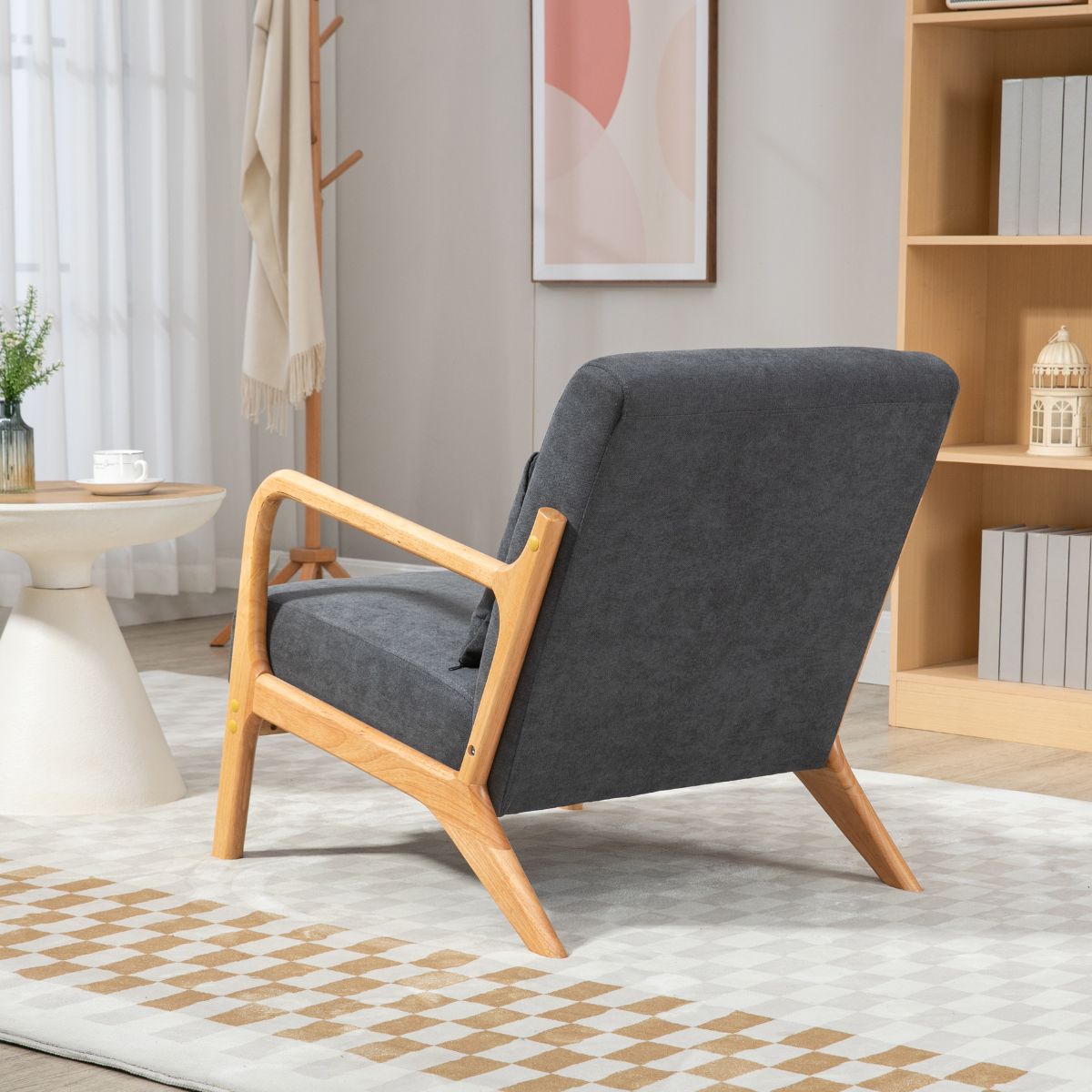 Mid Century Modern Accent Chair: Cozy Wood Frame Reading Armchair