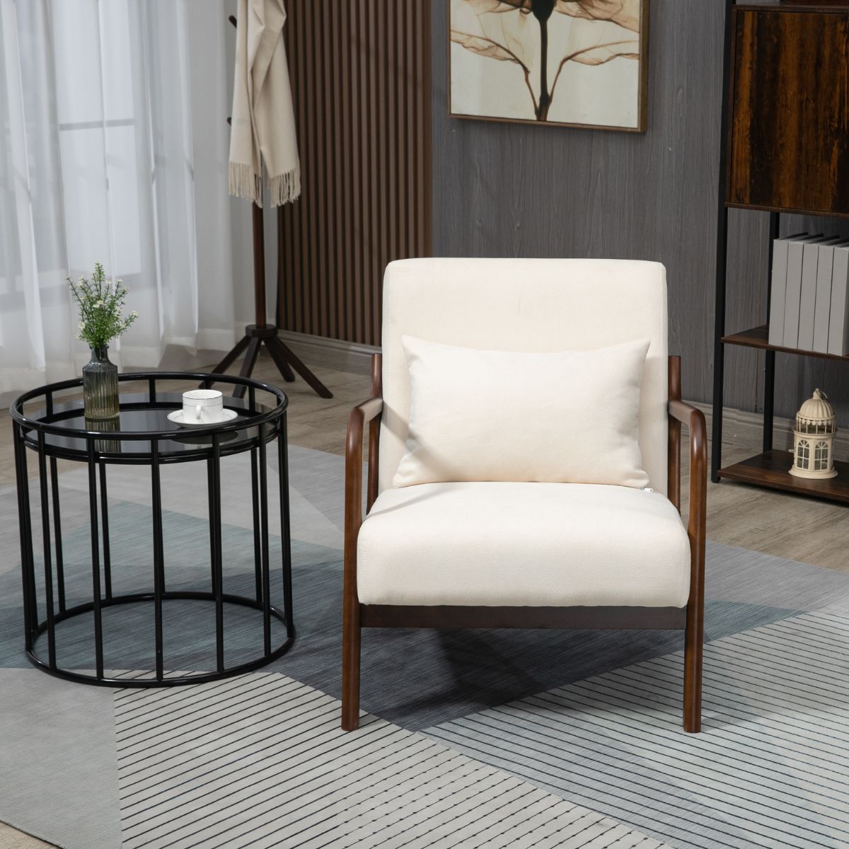 Mid Century Modern Accent Chair: Cozy Wood Frame Reading Armchair