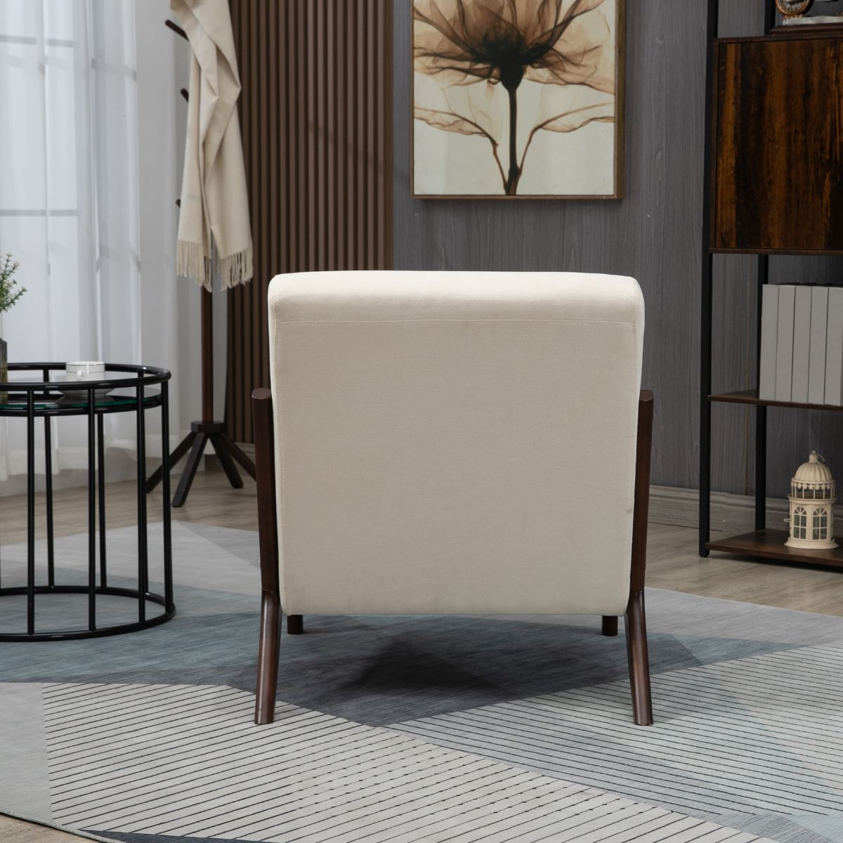 Mid Century Modern Accent Chair: Cozy Wood Frame Reading Armchair