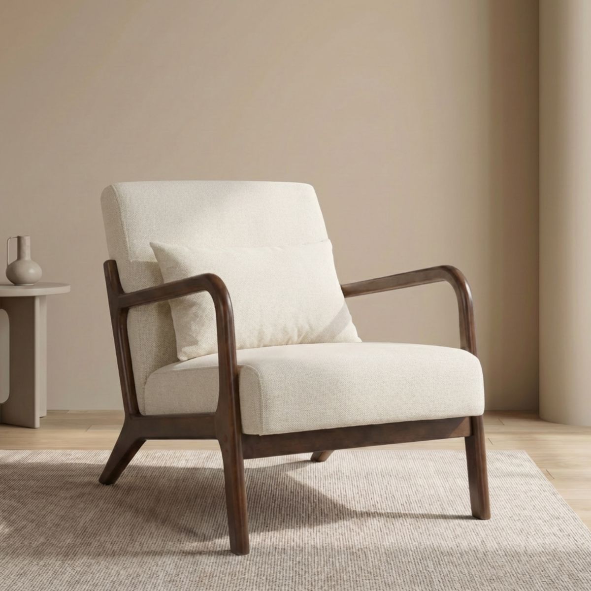 Mid Century Modern Accent Chair: Cozy Wood Frame Reading Armchair