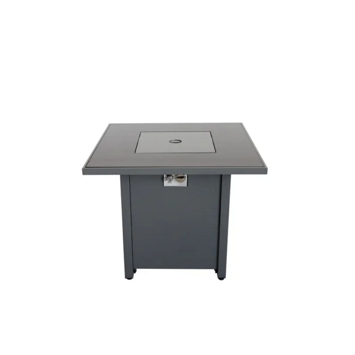 Outdoor Fire Pit Table with Smoked Glass Top, Lava Rocks & Cover