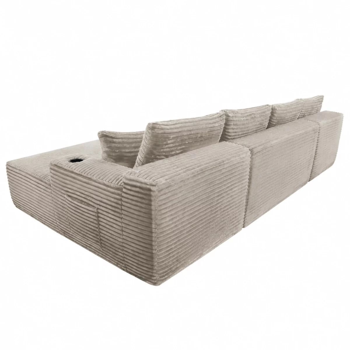 U-Shape Sectional Sofa with Deep Seats, Cup Holders & Storage Pockets