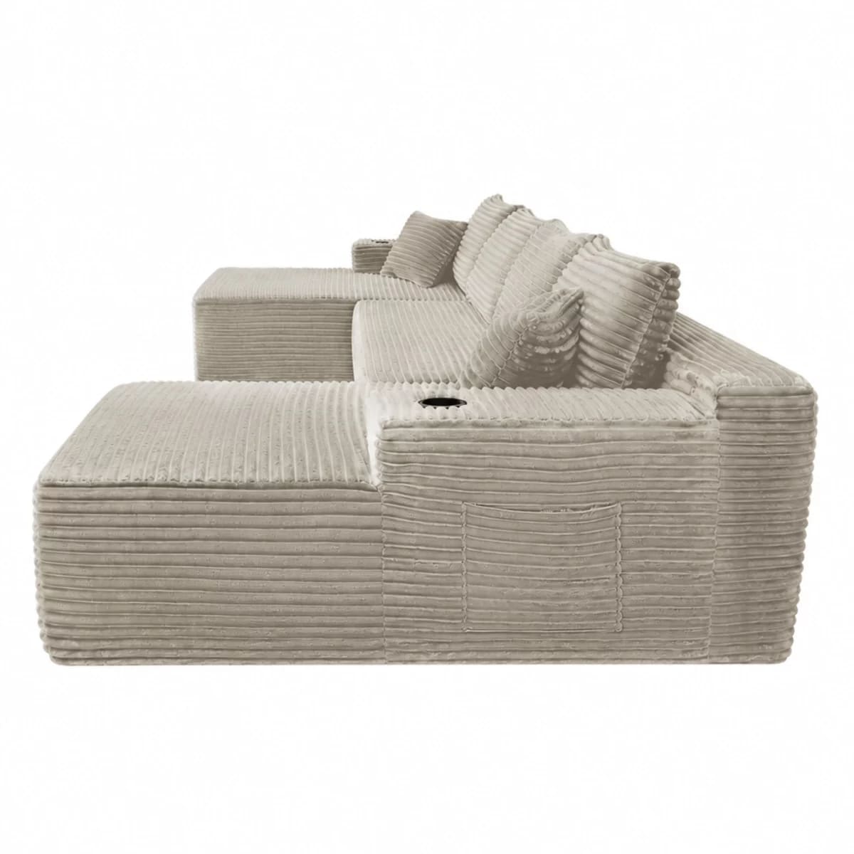 U-Shape Sectional Sofa with Deep Seats, Cup Holders & Storage Pockets