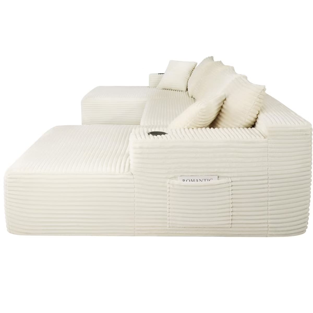U-Shape Sectional Sofa with Deep Seats, Cup Holders & Storage Pockets