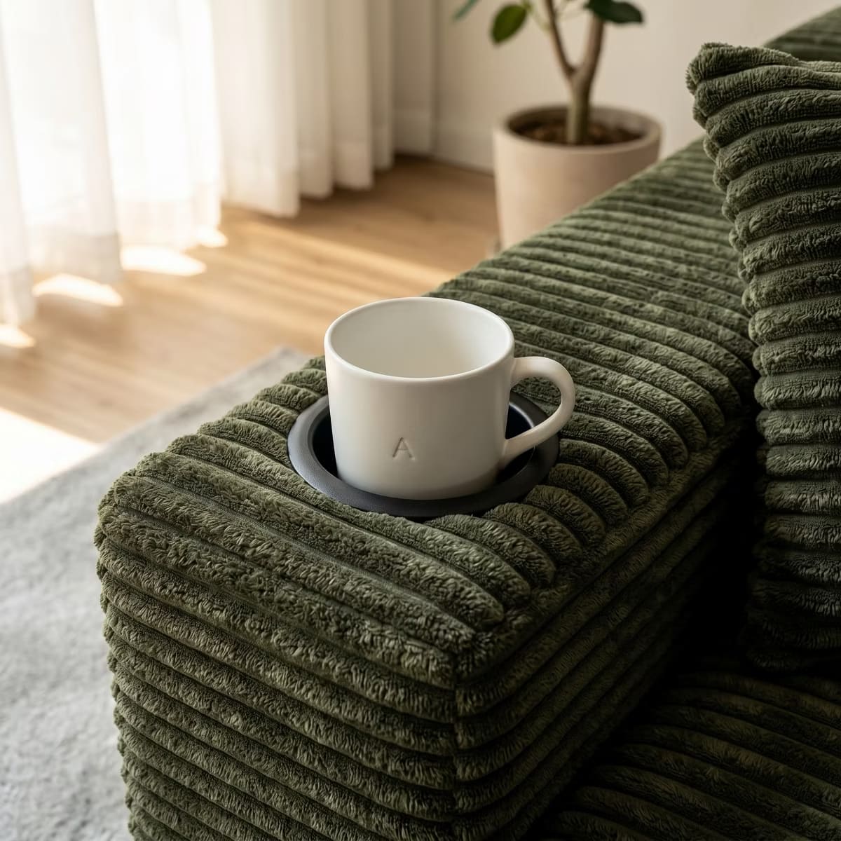 U-Shape Sectional Sofa with Deep Seats, Cup Holders & Storage Pockets