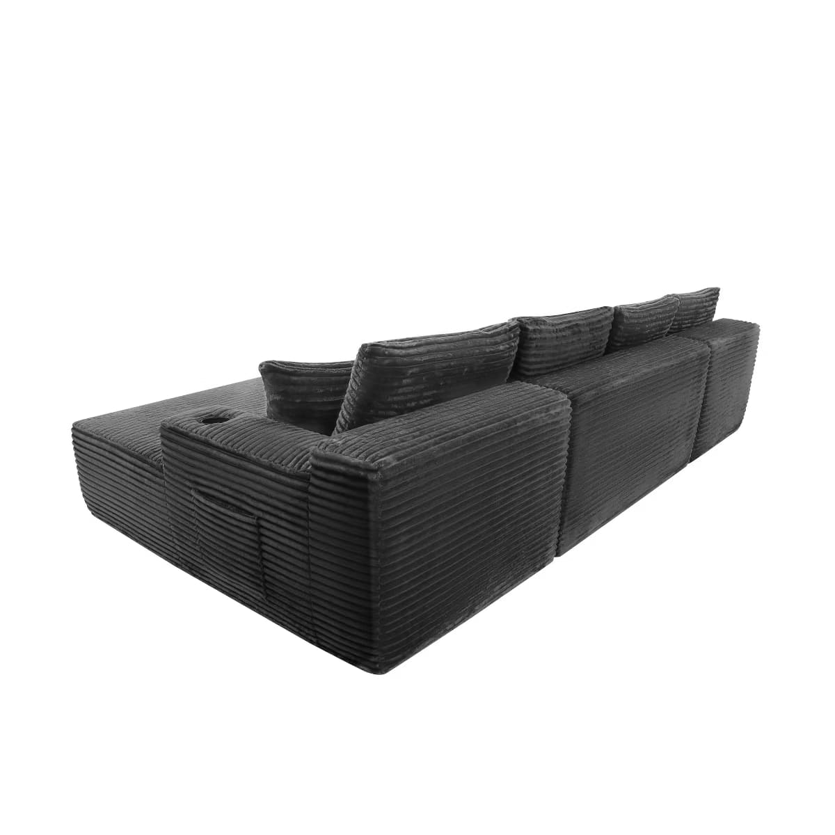 U-Shape Sectional Sofa with Deep Seats, Cup Holders & Storage Pockets