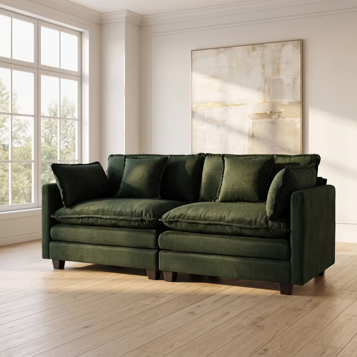 Chesterfield Accent Chair with Ottoman, Velvet Tufting & 300-Lb Support