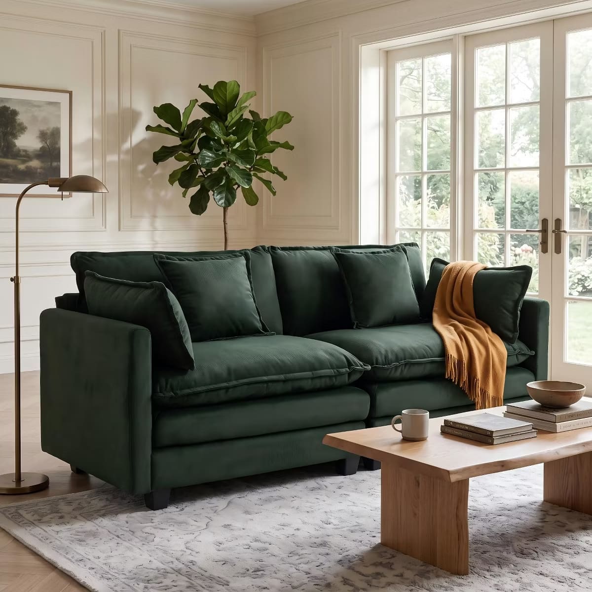 Chesterfield Accent Chair with Ottoman, Velvet Tufting & 300-Lb Support