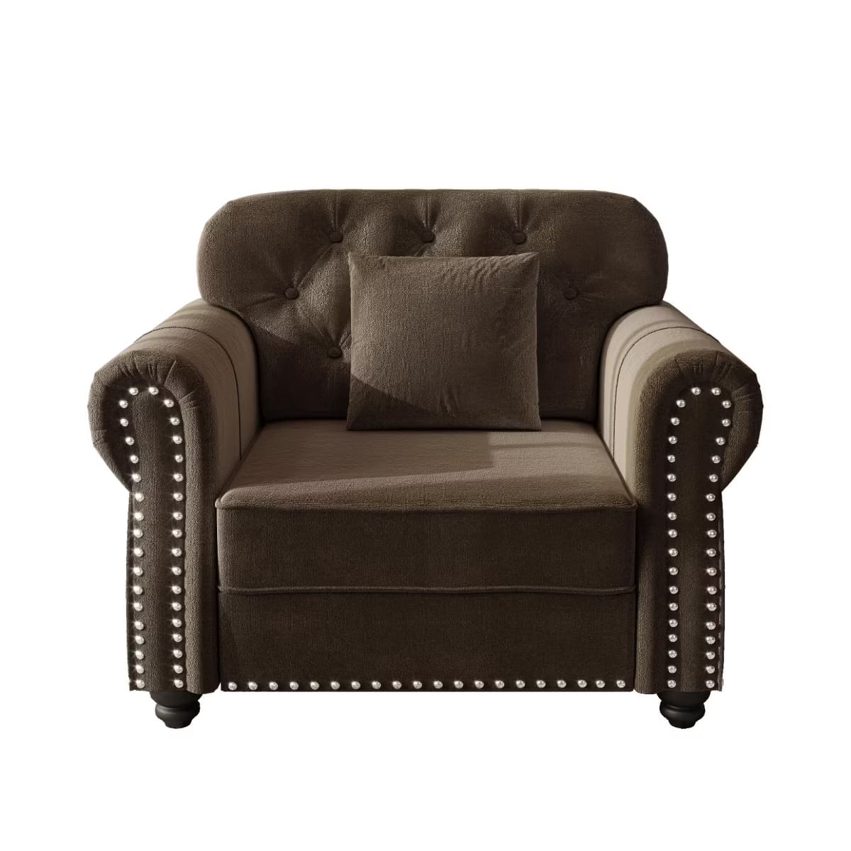 Chesterfield Accent Chair with Ottoman, Velvet Tufting & 300-Lb Support
