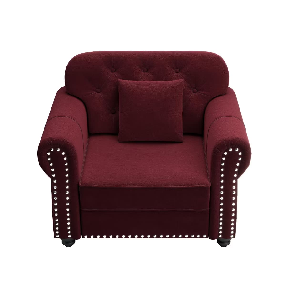 Chesterfield Accent Chair with Ottoman, Velvet Tufting & 300-Lb Support