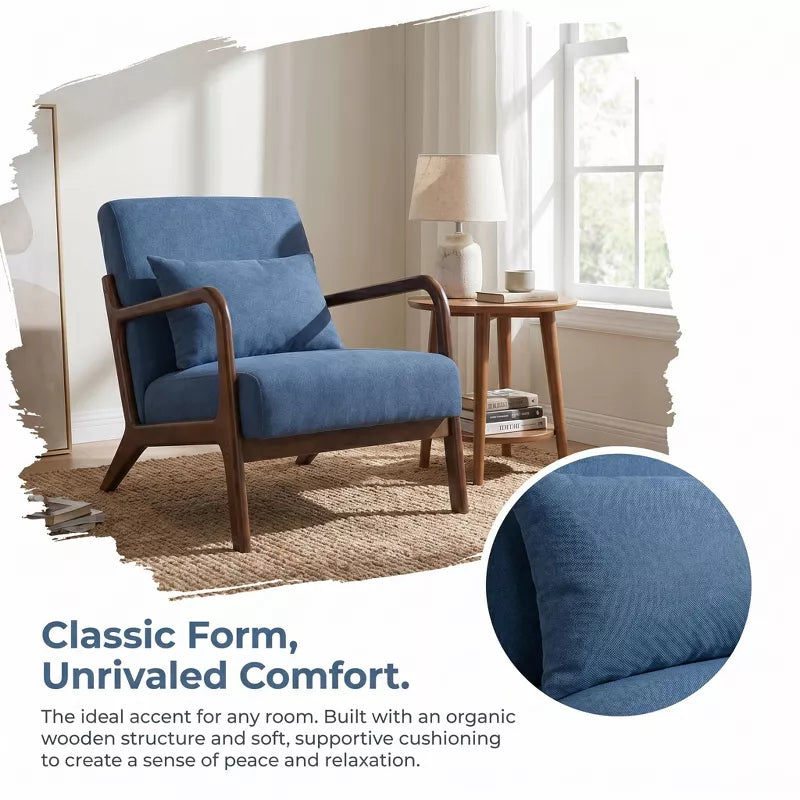 Mid Century Modern Accent Chair: Cozy Wood Frame Reading Armchair